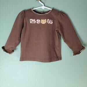 Gymboree Kitty Glamour Girls Brown Meow Kitty Long Sleeve Tee Top Size 2T